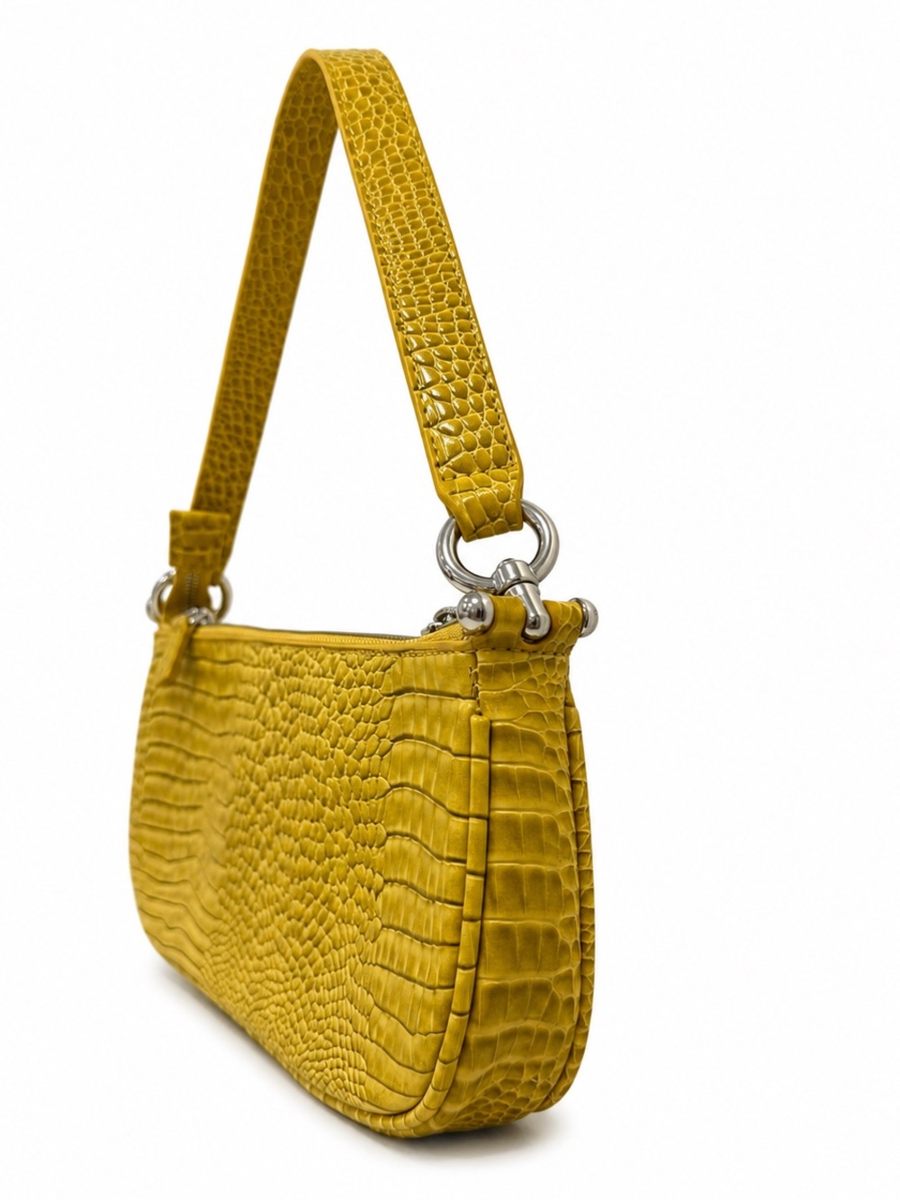 Urban Outfitters Yellow Croc Embossed Baguette Shoulder Bag Y2K 90s Mini Purse - Picture 3 of 4